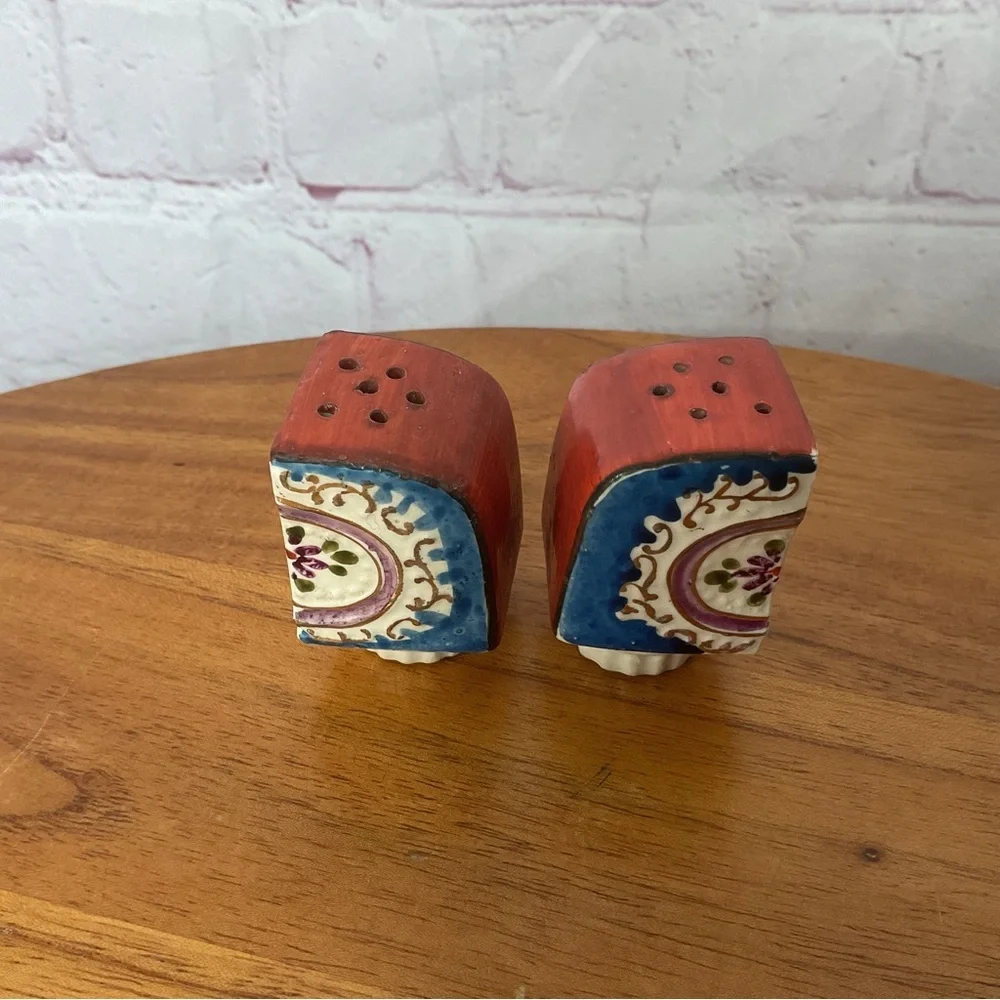Vintage Japanese Boat Ceramic Salt and Pepper Shaker Pair